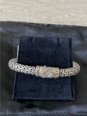 John Hardy Classic Chain Sterling Silver & 18K Gold Pave Bracelet 7.5”